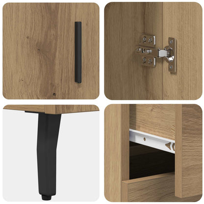 Highboard 2 pcs Artisan-Eiche Engineered Wood und Glas