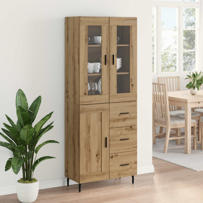 Highboard 2 pcs Artisan-Eiche Engineered Wood und Glas