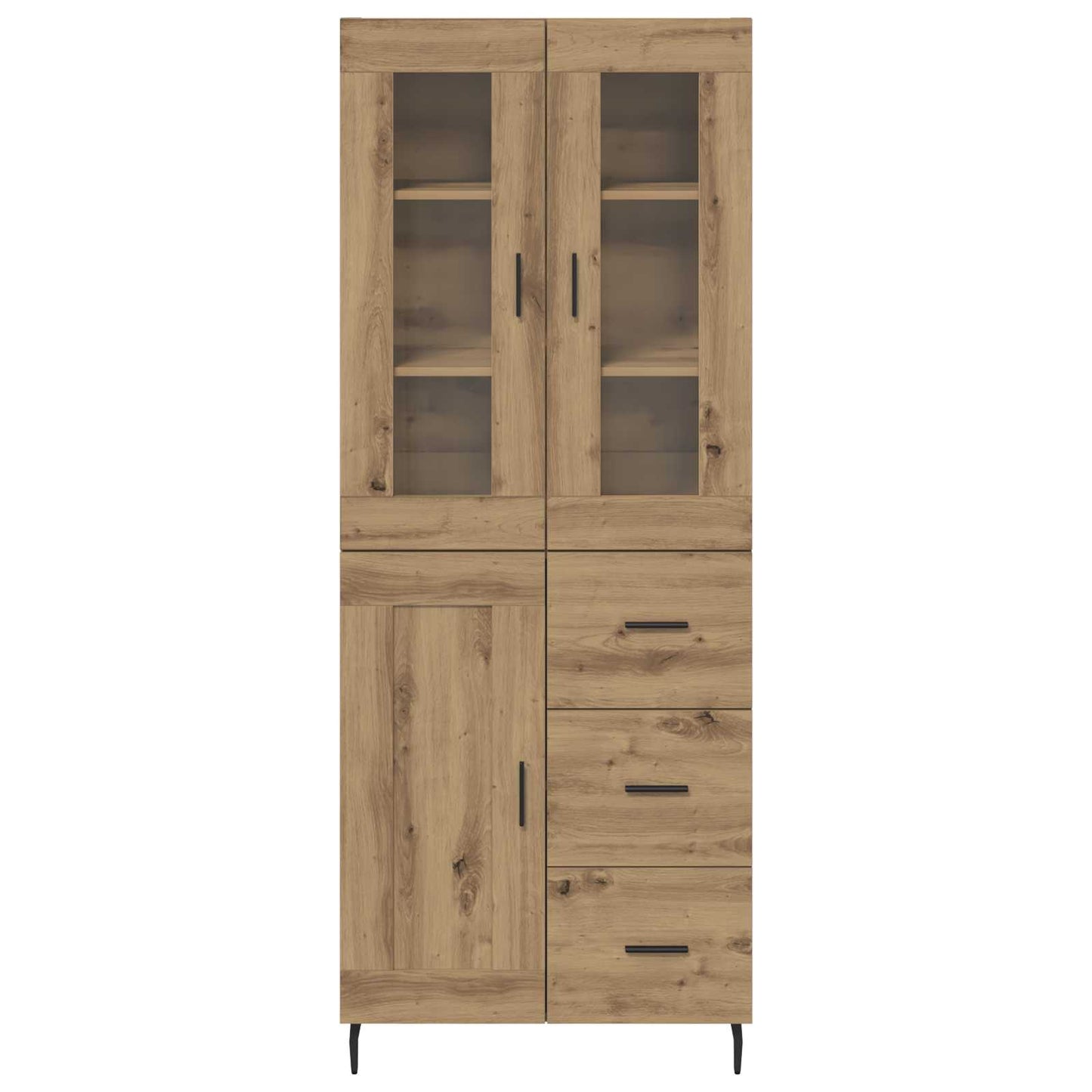 Highboard 2 pcs Artisan-Eiche Engineered Wood und Glas