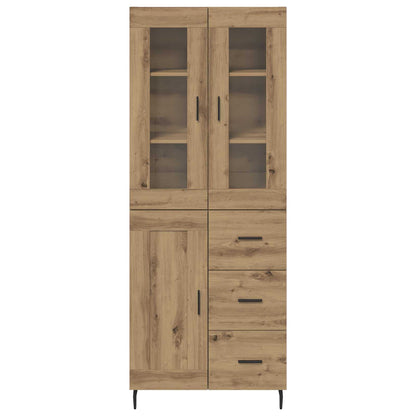 Highboard 2 pcs Artisan-Eiche Engineered Wood und Glas