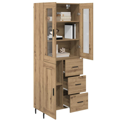 Highboard 2 pcs Artisan-Eiche Engineered Wood und Glas