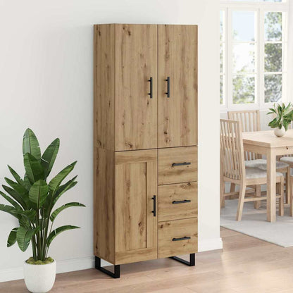 Highboard 2 pcs Artisan-Eiche Engineered Wood und Glas