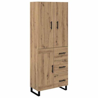 Highboard 2 pcs Artisan-Eiche Engineered Wood und Glas