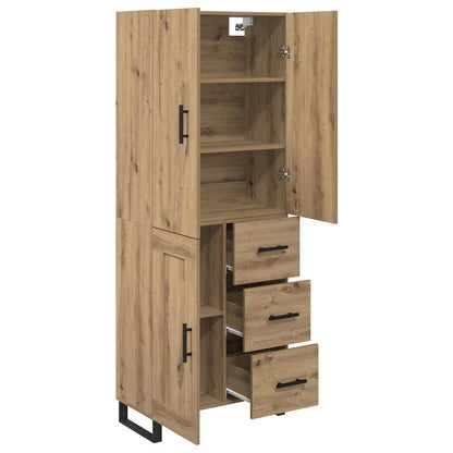 Highboard 2 pcs Artisan-Eiche Engineered Wood und Glas