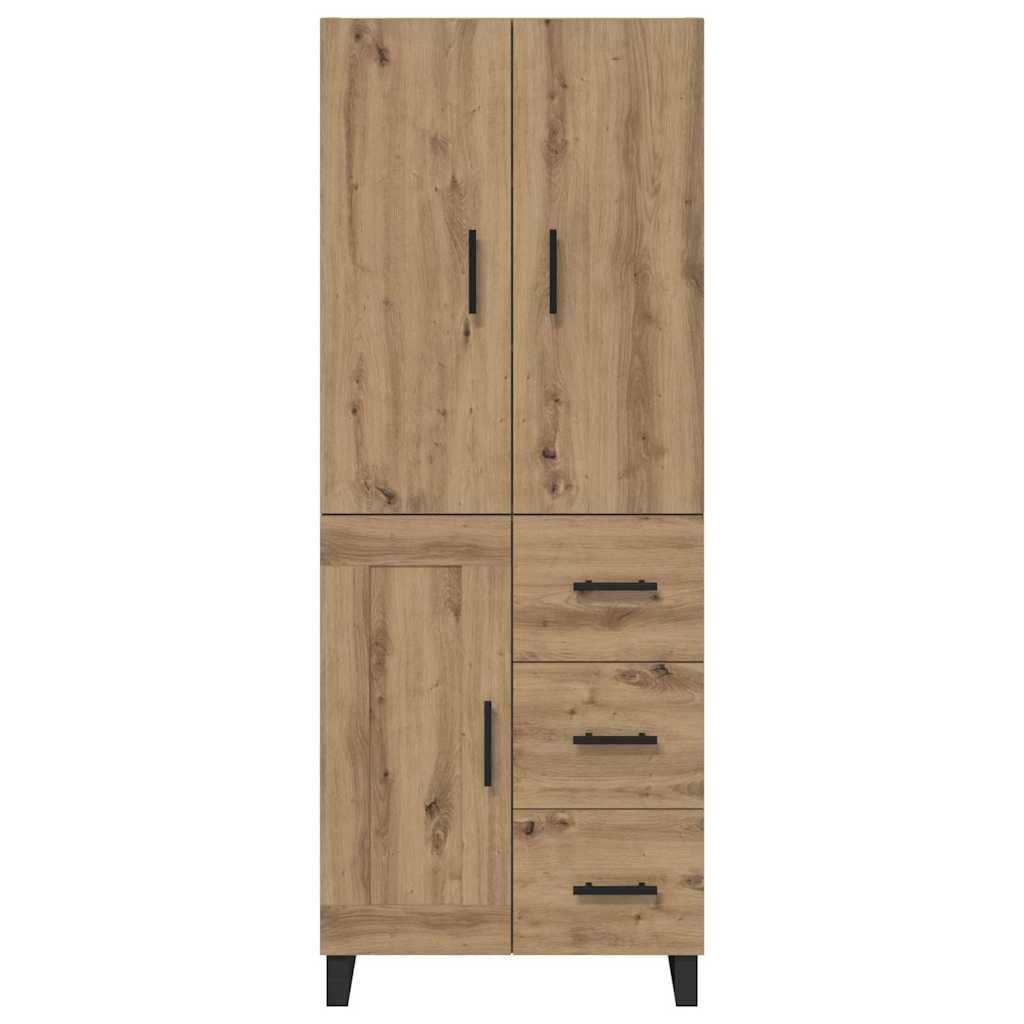 Highboard 2 pcs Artisan-Eiche Engineered Wood und Glas