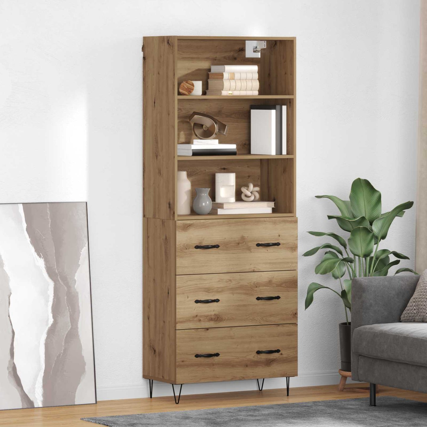 Highboard Artisan-Eiche 69,5 x 34 x 180 cm Holzwerkstoff