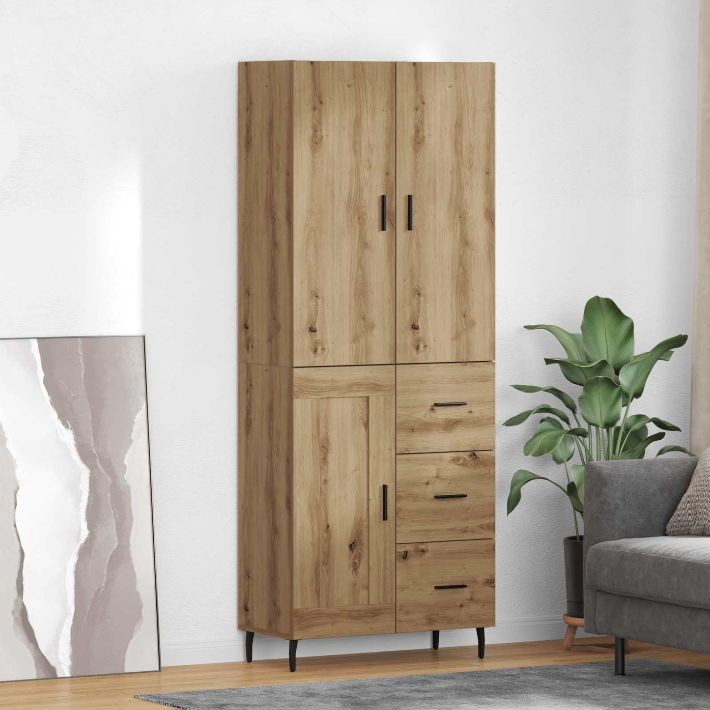 Highboard mit Schubladen Artisan-Eiche 69,5 x 34 x 180 cm