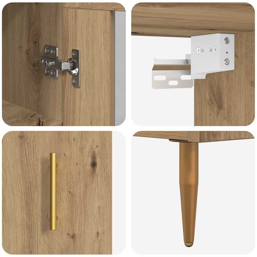 Highboard 2 pcs Artisan-Eiche Glas