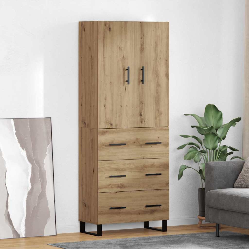 Highboard 2 pcs Artisan-Eiche Engineered Wood und Glas