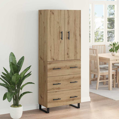 Highboard 2 pcs Artisan-Eiche Engineered Wood und Glas