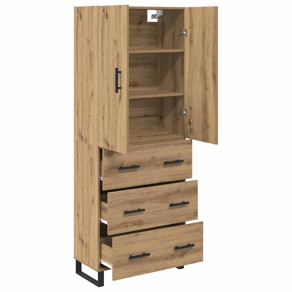 Highboard 2 pcs Artisan-Eiche Engineered Wood und Glas
