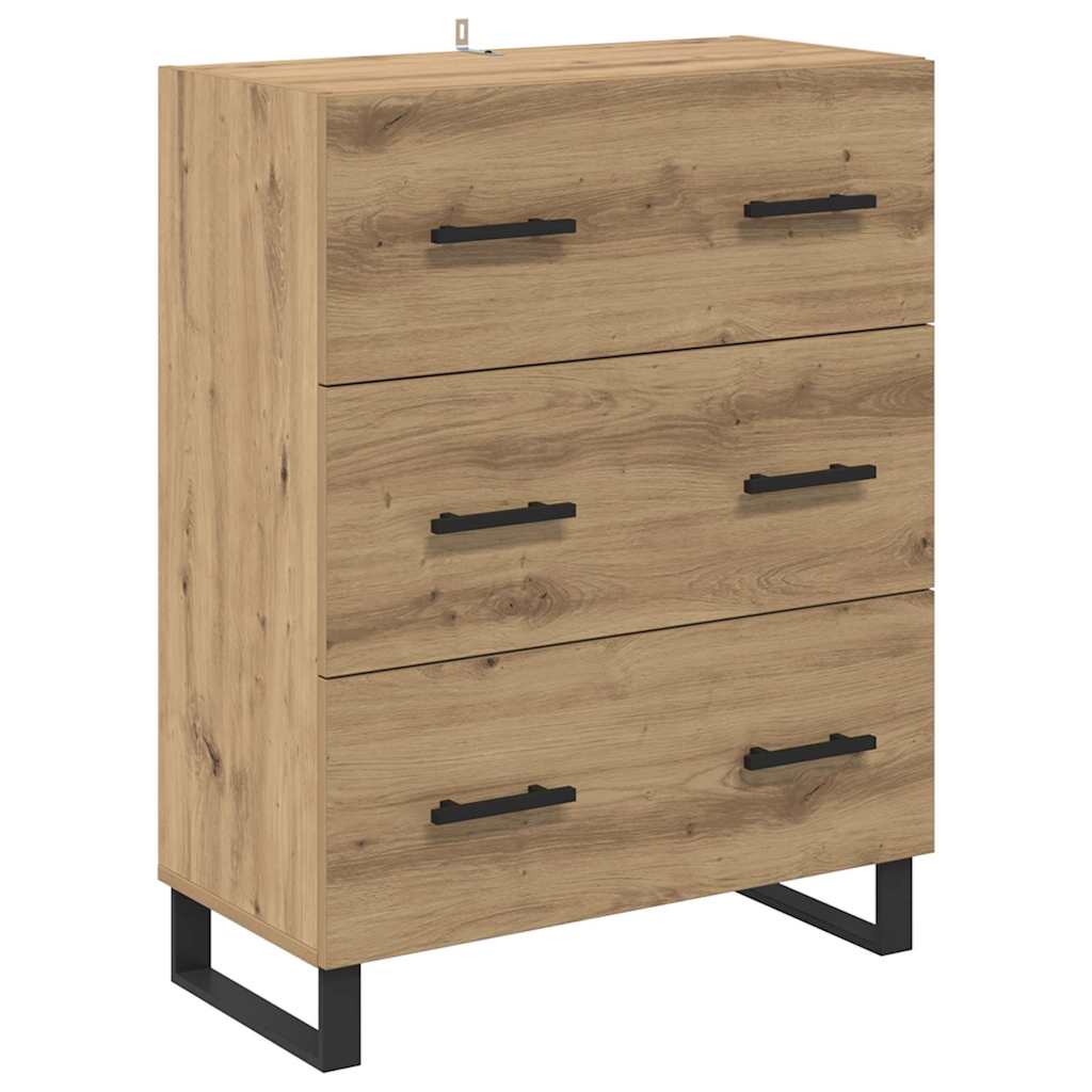 Highboard 2 pcs Artisan-Eiche Engineered Wood und Glas