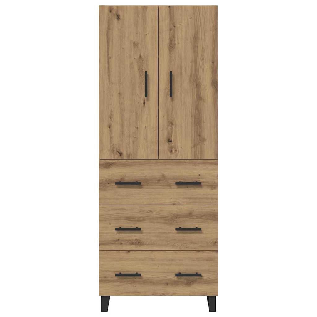 Highboard 2 pcs Artisan-Eiche Engineered Wood und Glas
