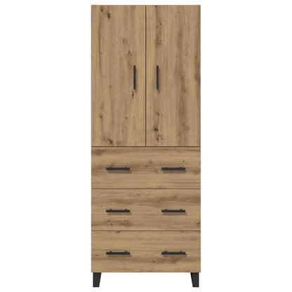 Highboard 2 pcs Artisan-Eiche Engineered Wood und Glas