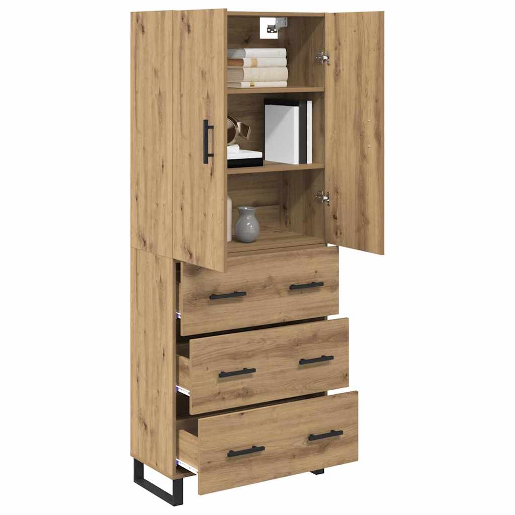 Highboard 2 pcs Artisan-Eiche Engineered Wood und Glas