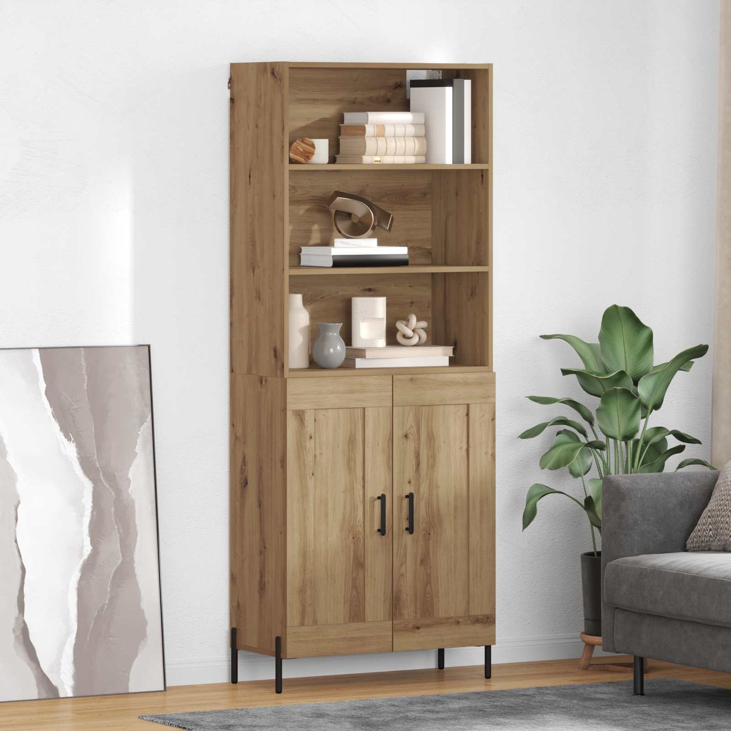 Highboard Artisan-Eiche 69,5 x 32,5 x 180 cm Holzwerkstoff