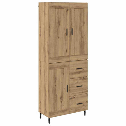 Highboard 2 pcs Artisan-Eiche Engineered Wood und Glas