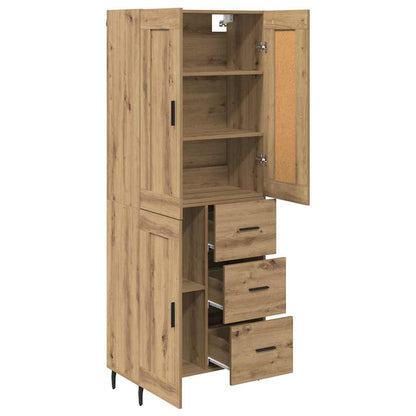 Highboard 2 pcs Artisan-Eiche Engineered Wood und Glas