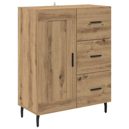 Highboard 2 pcs Artisan-Eiche Engineered Wood und Glas