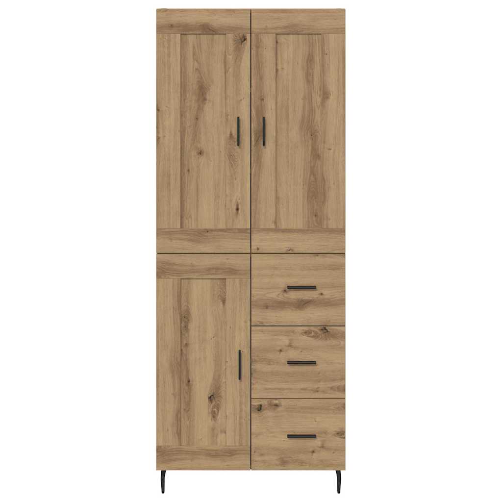 Highboard 2 pcs Artisan-Eiche Engineered Wood und Glas