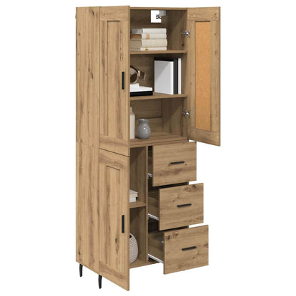 Highboard 2 pcs Artisan-Eiche Engineered Wood und Glas