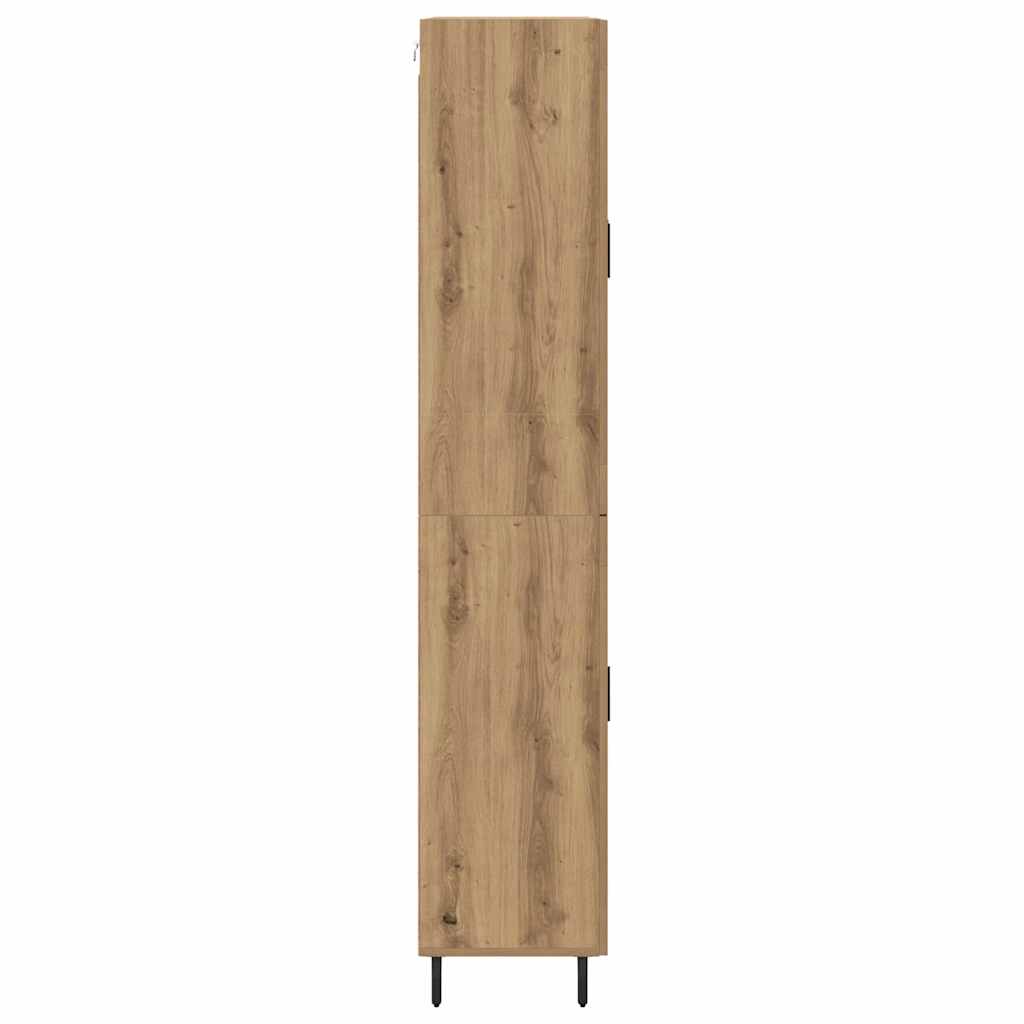 Highboard 2 pcs Artisan-Eiche Engineered Wood und Glas