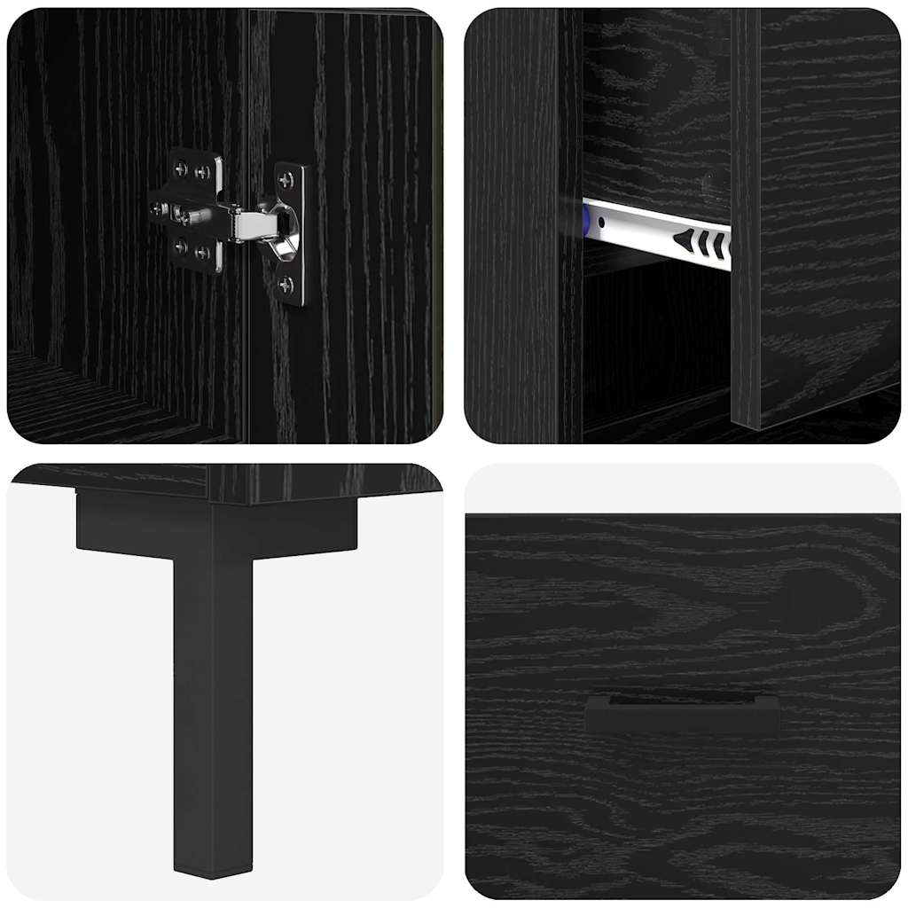 Highboard Schwarz Eichen-Optik 34,5 x 34 x 180 cm Holzwerkstoff