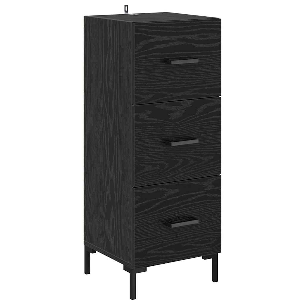 Highboard Schwarz Eichen-Optik 34,5 x 34 x 180 cm Holzwerkstoff