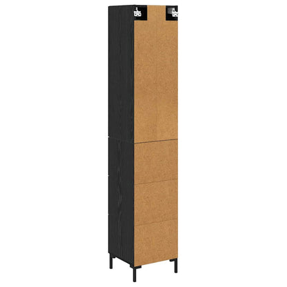 Highboard Schwarz Eichen-Optik 34,5 x 34 x 180 cm Holzwerkstoff