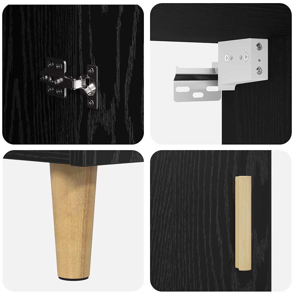 Highboard Schwarz Eichen-Optik 69,5 x 34 x 180 cm Holzwerkstoff