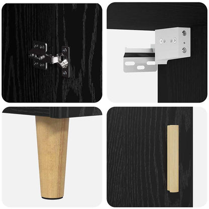 Highboard Schwarz Eichen-Optik 69,5 x 34 x 180 cm Holzwerkstoff