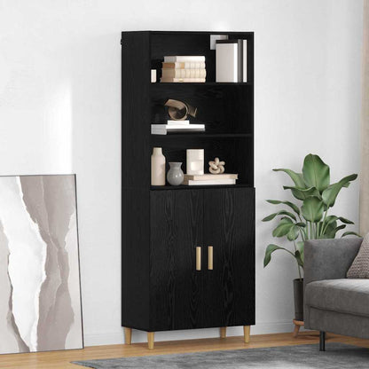 Highboard Schwarz Eichen-Optik 69,5 x 34 x 180 cm Holzwerkstoff