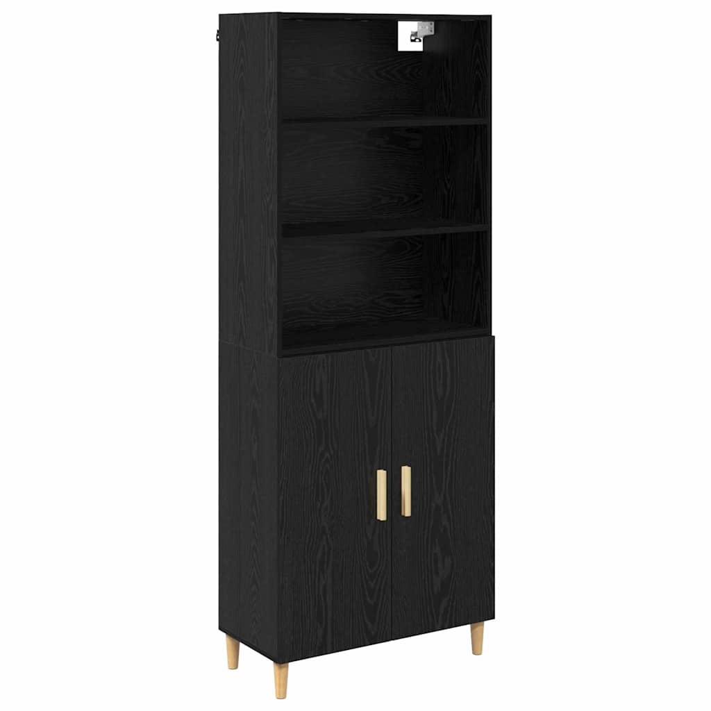 Highboard Schwarz Eichen-Optik 69,5 x 34 x 180 cm Holzwerkstoff
