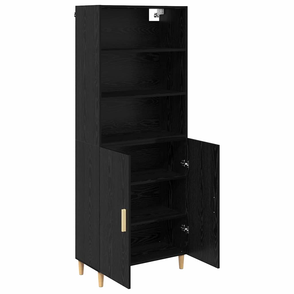 Highboard Schwarz Eichen-Optik 69,5 x 34 x 180 cm Holzwerkstoff