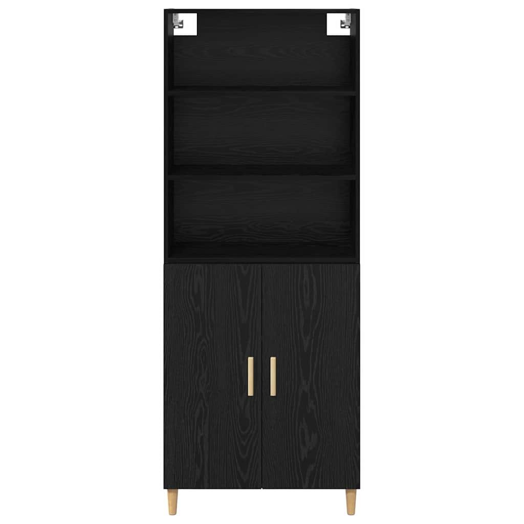 Highboard Schwarz Eichen-Optik 69,5 x 34 x 180 cm Holzwerkstoff