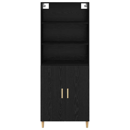 Highboard Schwarz Eichen-Optik 69,5 x 34 x 180 cm Holzwerkstoff