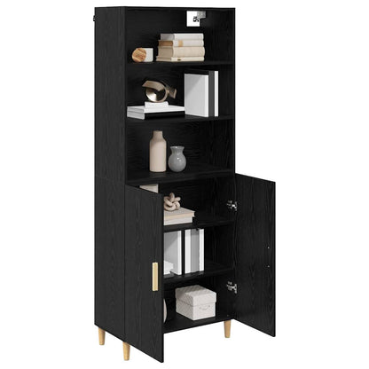 Highboard Schwarz Eichen-Optik 69,5 x 34 x 180 cm Holzwerkstoff