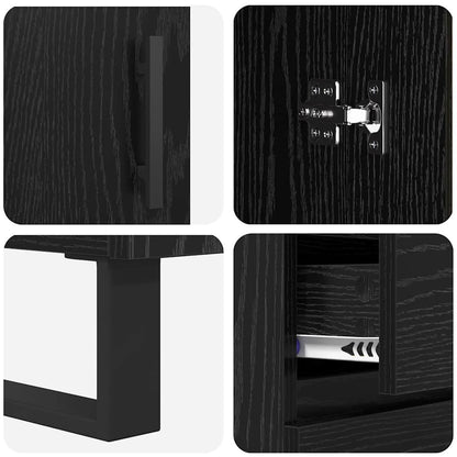 Highboard Schwarz Eichen-Optik 69,5 x 34 x 180 cm Holzwerkstoff