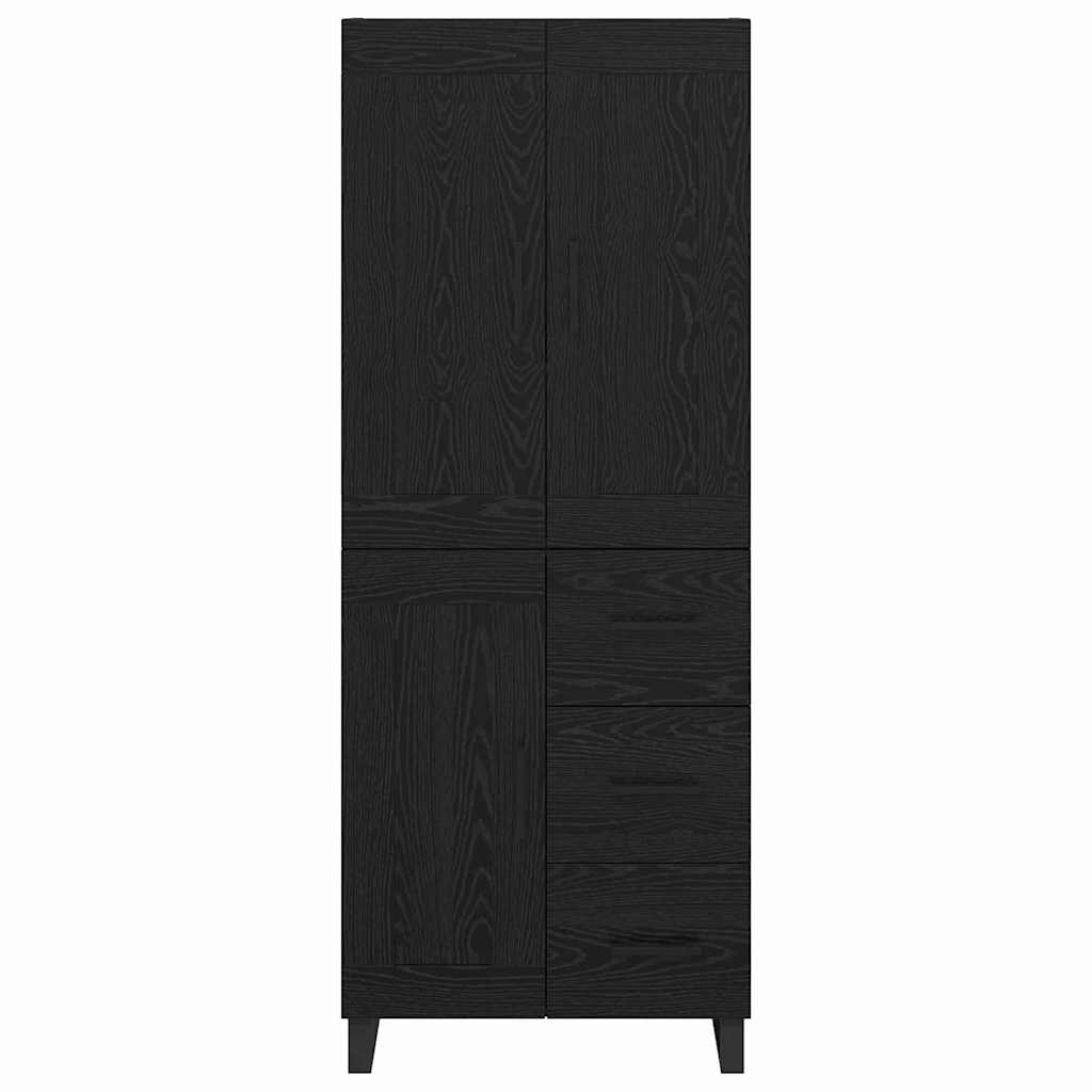 Highboard Schwarz Eichen-Optik 69,5 x 34 x 180 cm Holzwerkstoff