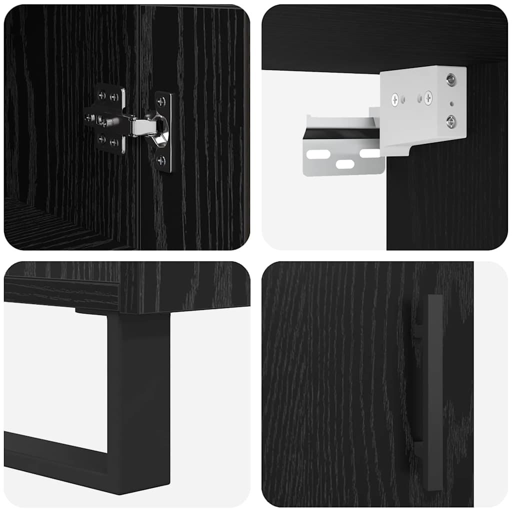 Highboard Schwarz Eichen-Optik 34,5 x 34 x 180 cm Holzwerkstoff