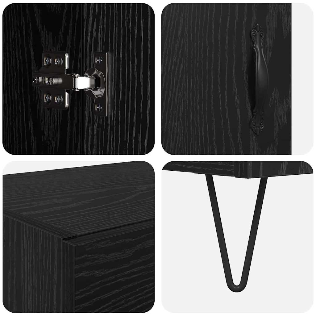 Highboard Schwarz Eichen-Optik 69,5 x 34 x 180 cm Holzwerkstoff