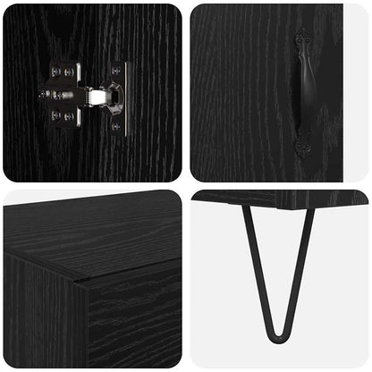 Highboard Schwarz Eichen-Optik 69,5 x 34 x 180 cm Holzwerkstoff