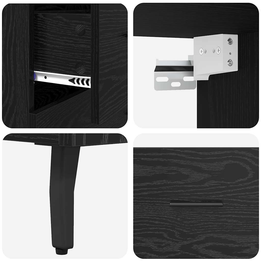 Highboard Schwarz Eichen-Optik 69,5 x 34 x 180 cm