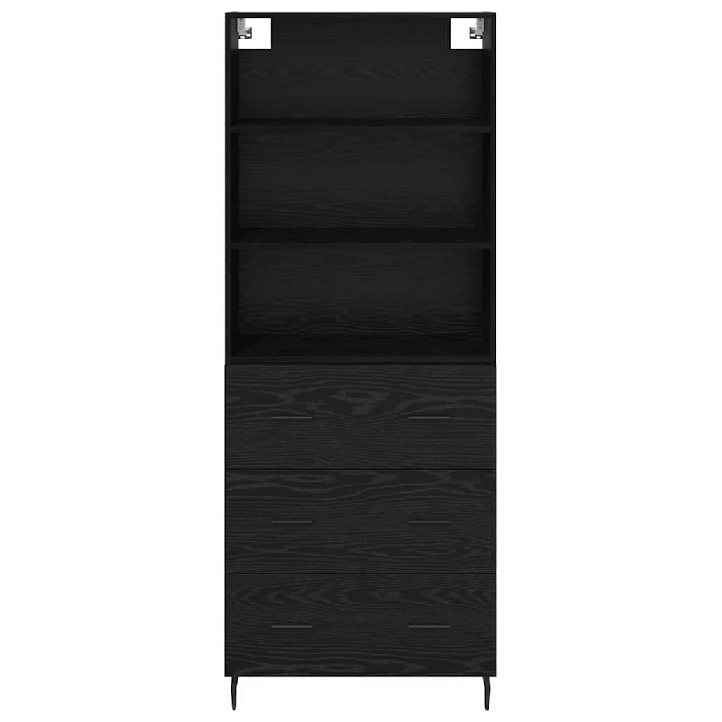 Highboard Schwarz Eichen-Optik 69,5 x 34 x 180 cm