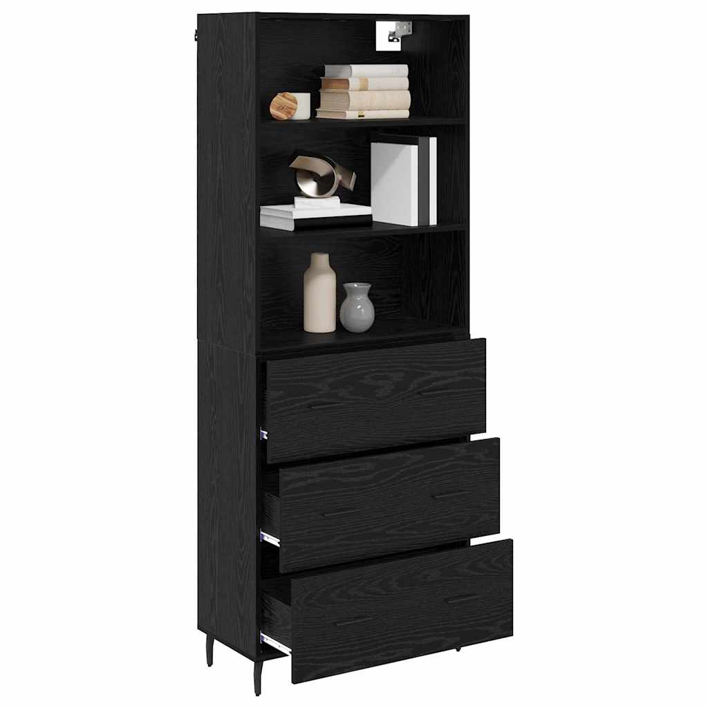 Highboard Schwarz Eichen-Optik 69,5 x 34 x 180 cm