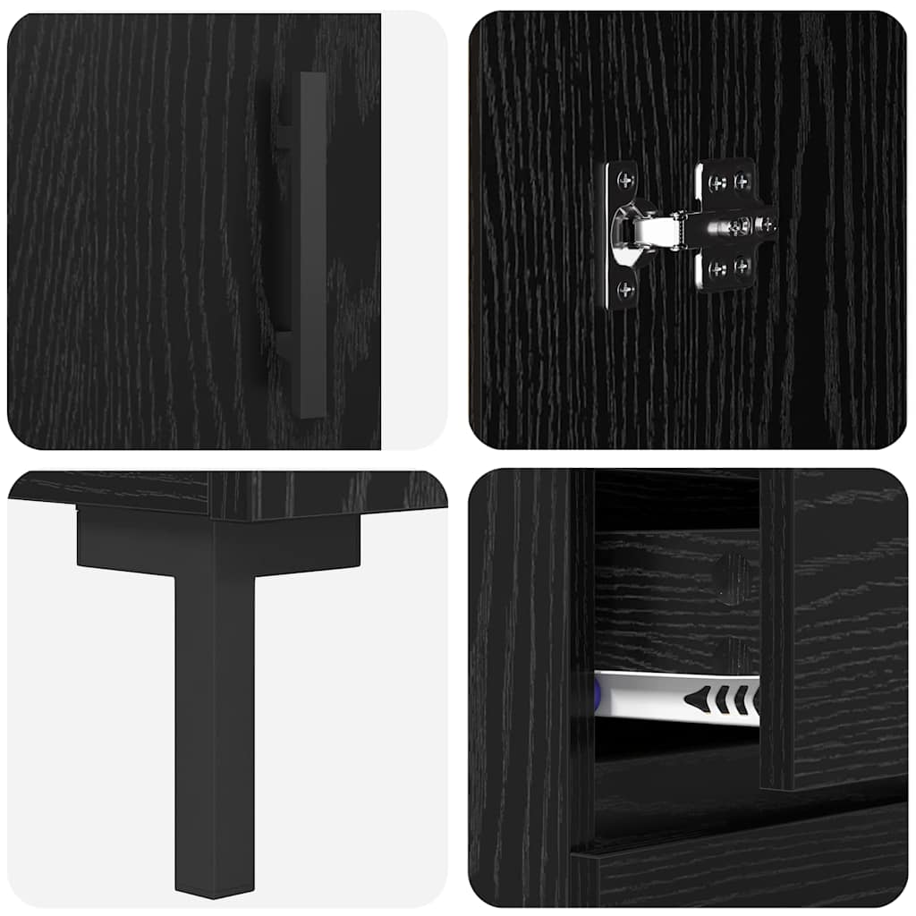 Highboard Schwarz Eichen-Optik 69,5 x 34 x 180 cm Holzwerkstoff