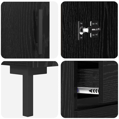 Highboard Schwarz Eichen-Optik 69,5 x 34 x 180 cm Holzwerkstoff