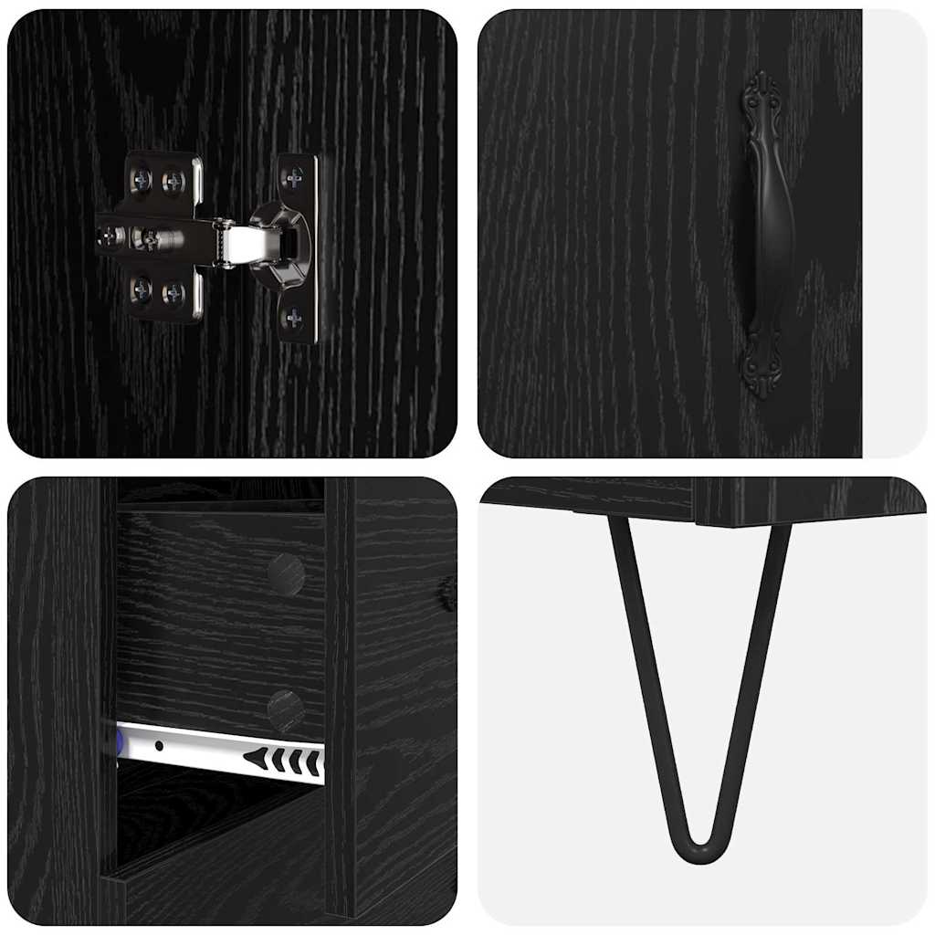 Highboard Schwarz Eichen-Optik 69,5 x 34 x 180 cm Holzwerkstoff