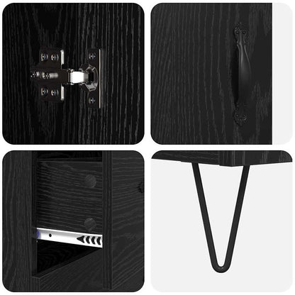 Highboard Schwarz Eichen-Optik 69,5 x 34 x 180 cm Holzwerkstoff