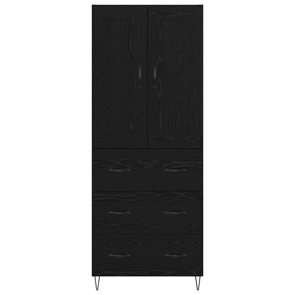 Highboard Schwarz Eichen-Optik 69,5 x 34 x 180 cm Holzwerkstoff